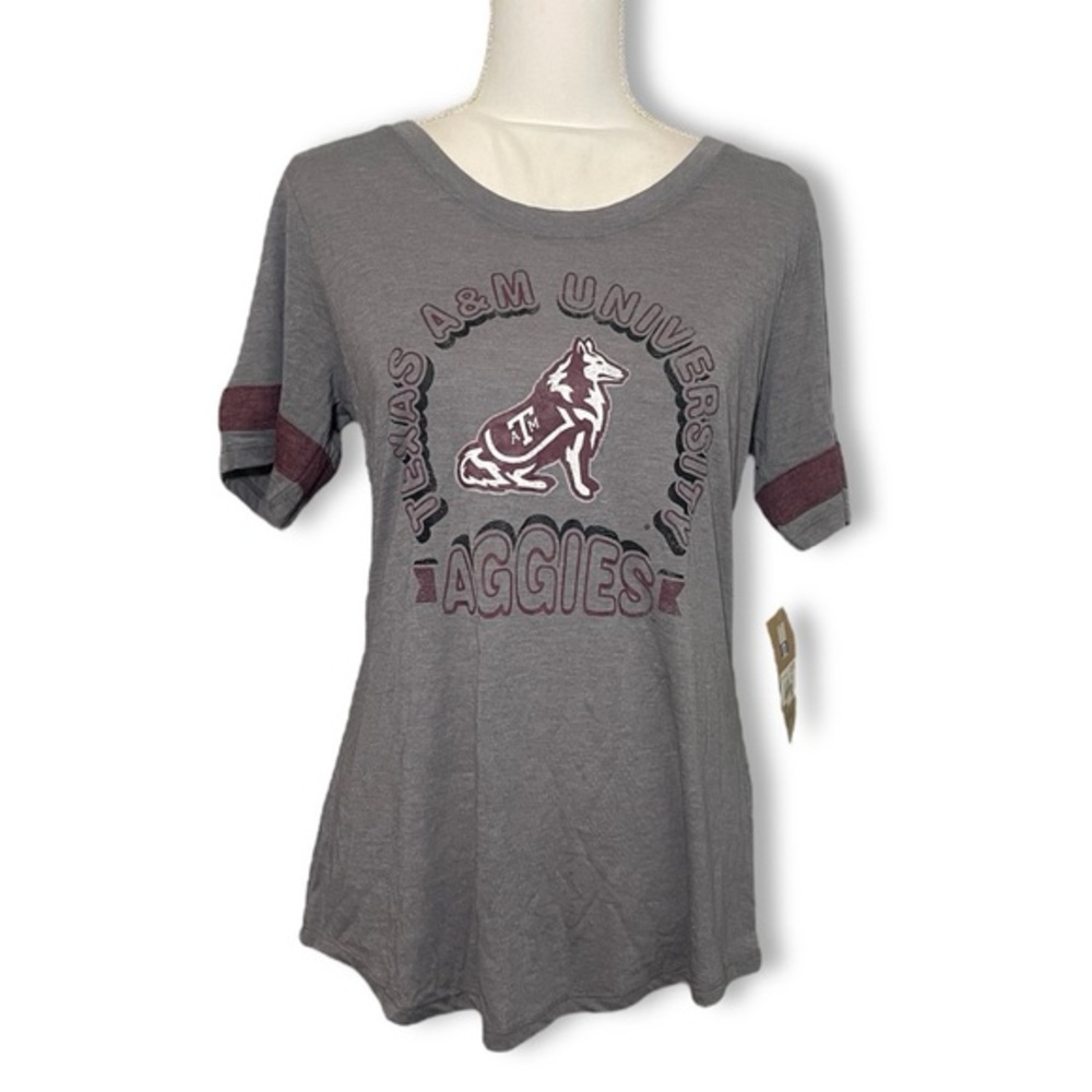 NWT TAMU Texas A&M Aggies Reveille Tee Logo T-Shirt Too Gameday New Gray Maroon